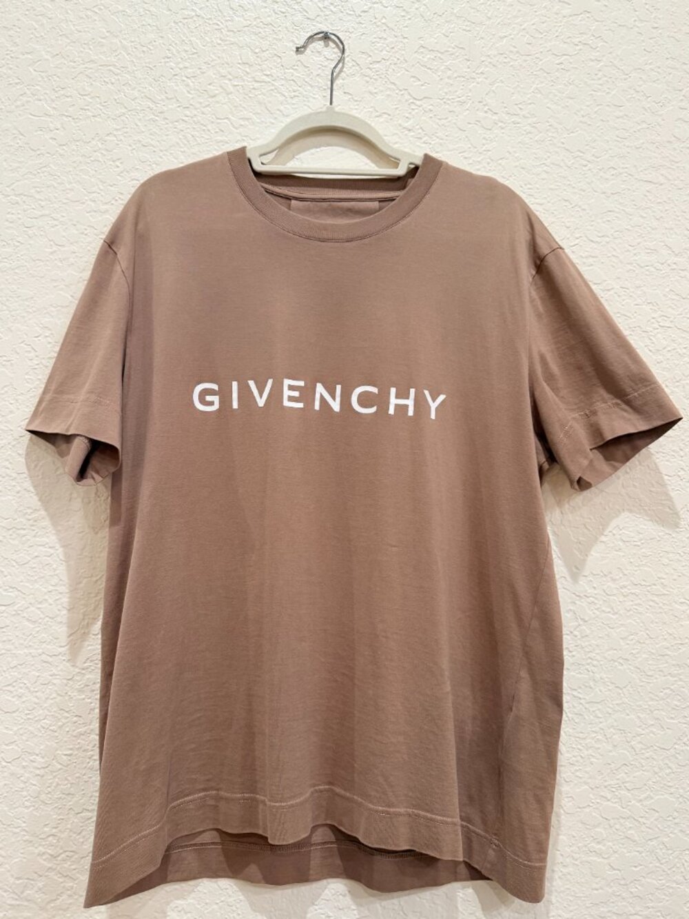 Givenchy Oversized Logo Tee Shirt XXL Camel Brown Cotton Slim Fit